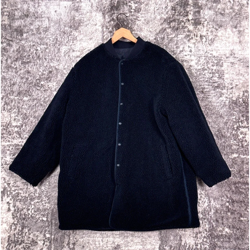 Levis Made & Crafted Coat XL Indigo Blue Quilted Reversible Sherpa Fleece Jacket
